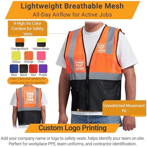 AYKRM 2 Pocket Mesh High Visibility Reflective Safety Vest - Image 3