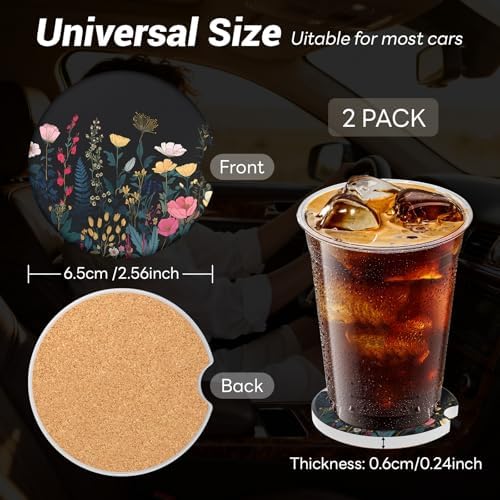 Car Cup Holder Ceramic Coasters 2 Pack, 2.56 in Anti Slip Absorbent Coaster - Image 4