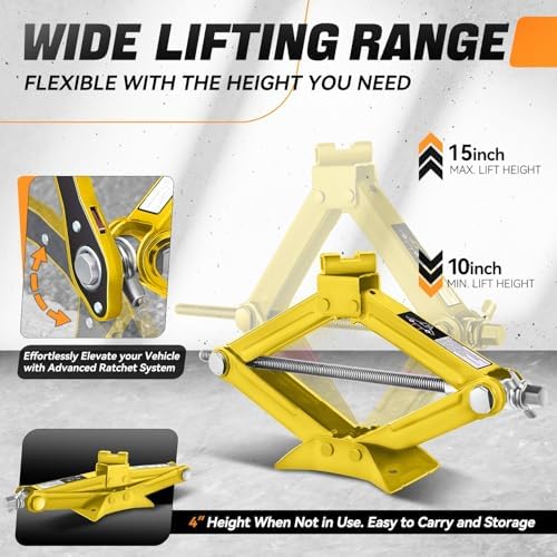 Auto Dynasty Scissor Jack, 1.5 Ton Portable Car Lift Jack, Quick Lift Car Tire - Image 3