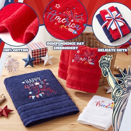 Peryiter 3 Pack 4th of July Decorative Bath Towel Set - Image 3