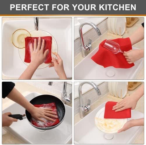 Kitinjoy 100% Cotton Kitchen Dish Cloths, 6 Pack Waffle Weave Ultra Soft - Image 4