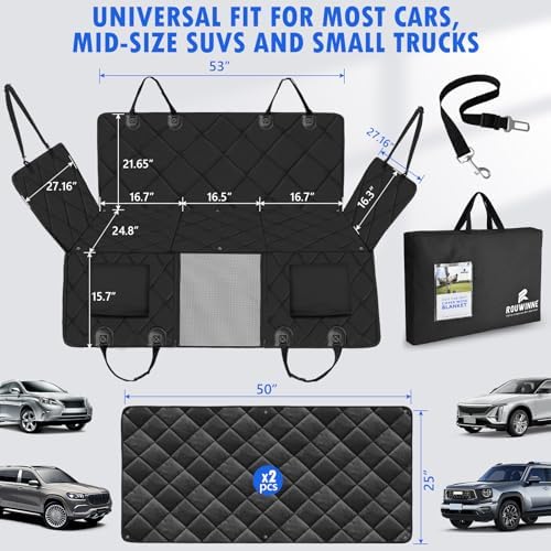 Hard Bottom Dog Car Seat Cover for Back Seat, - Image 4