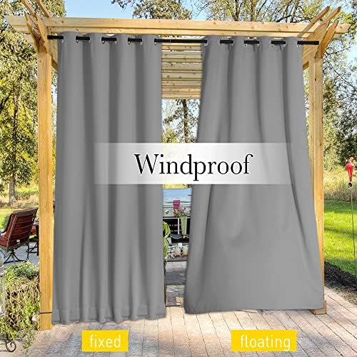 NICETOWN Outdoor Curtains Waterproof Fixed Bottom W52xL95 Silver Grey - Image 6