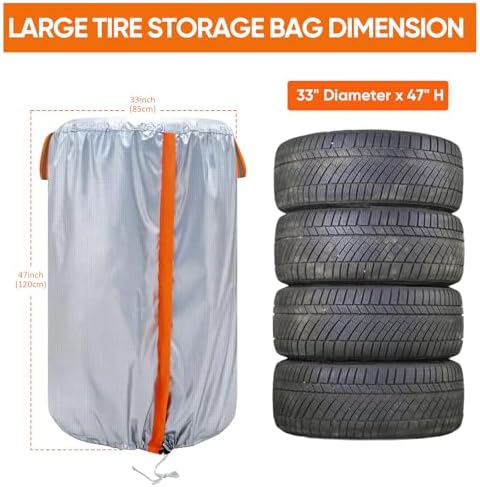 Tire Cover for Storage, 420D Waterproof Tire Stack Cover Holds 4 Tires 32in - Image 2