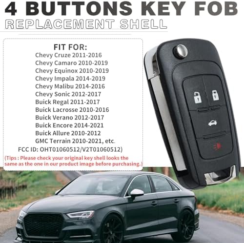 2 Pack Flip Key Fob Case Shell Replacement 4 Button - Image 2