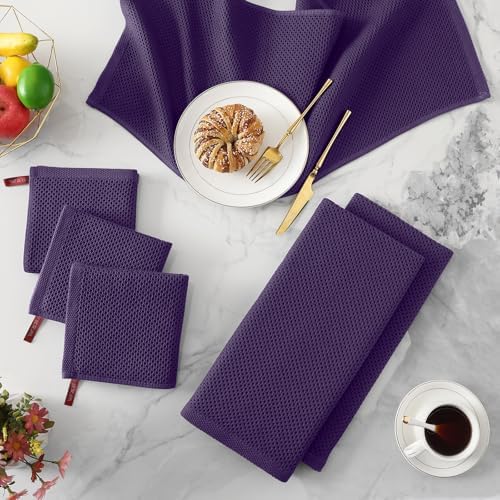 Kitinjoy 100% Cotton Waffle 4-Pack Kitchen Towels - Image 3
