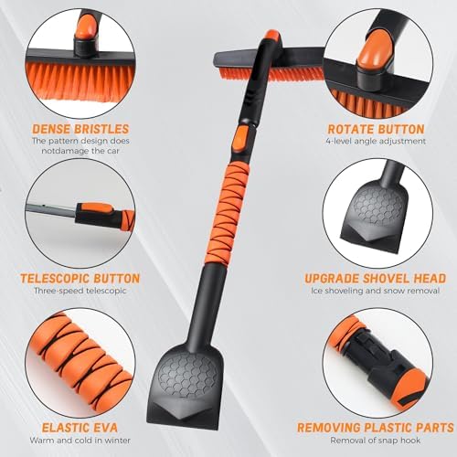 45" Extendable Snow Brush for Car Windshield, Military-Grade Sturdy Large Ice - Image 3