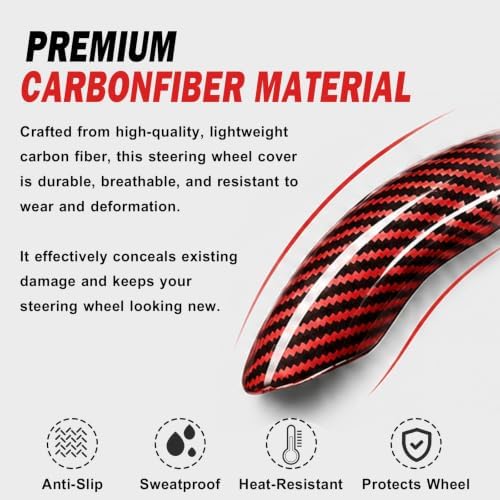 3pcs Universal Carbon Fiber Steering Wheel Cover, Anti-Slip & Segmented Design - Image 4