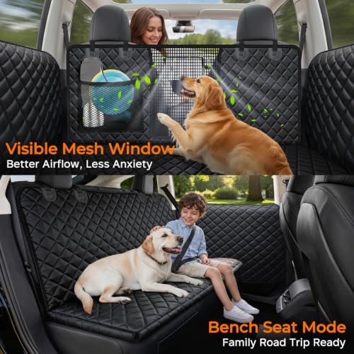 URPOWER Dog Car Seat Cover for Model Y, 100% Waterproof Back Seat Hammock - Image 3