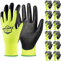OKIAAS PU Coated Work Gloves Men, Ultra Grip & Lightweight, 12 Pairs Bulk by OKIAAS