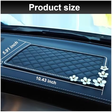 Bling Daisy Car Dashboard Anti-Slip Mat, Rhinestone Auto Dash Phone Hold Sticky - Image 2