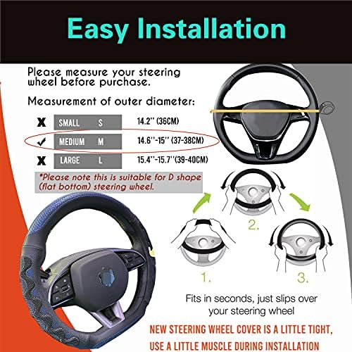 PINCTROT D Shaped Steering Wheel Cover Great Grip 14.5 Inch - Image 6
