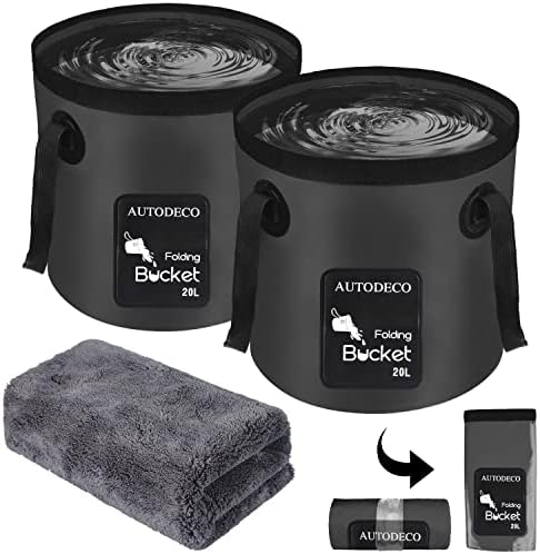 2 Pack Collapsible Bucket 5 Gallon Container Folding Water Bucket Portable Wash by AUTODECO