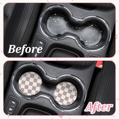 2Pcs Car Coasters for Cup Holders, Absorbent Ceramic Car Cup Coaster - Image 3