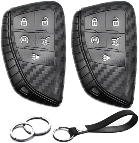 2pcs Compatible with Chevy GMC Key Fob Cover Case Key Chain fit by INFIPAR
