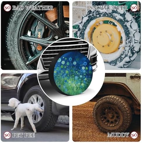 Heavy Duty Spare Tire Cover 18inch Blue and Green Flowers Weatherproof - Image 7