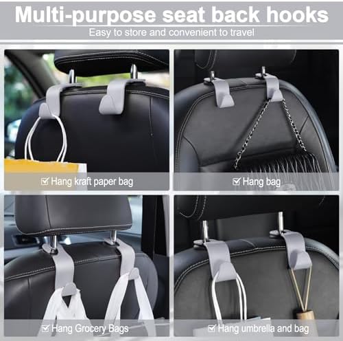 LivTee Car Seat Headrest Hook, Car Headrest Hidden Hook, 4 Pack Universal Auto - Image 5