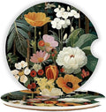 Ceramic Car Cup Holder Coasters Set of 2, 2.56 in Black Flowers by Mengduxd