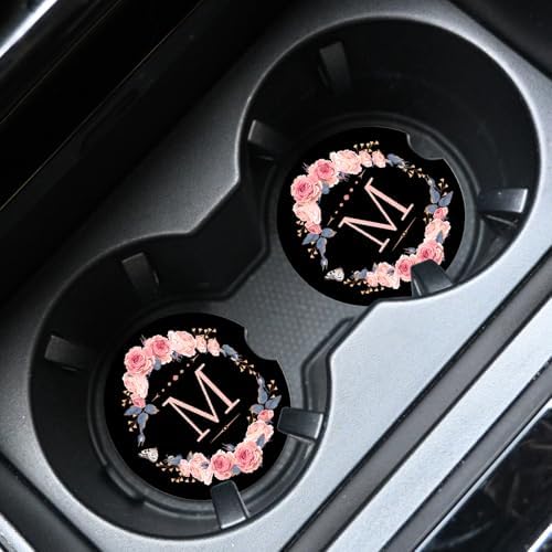 2pcs Letter M Car Coasters, Absorbent Universal neoprener Cup Holder Coasters - Image 2