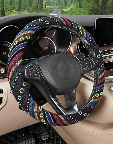 SEG Direct Boho Steering Wheel Cover, Baja Blanket Cloth, Coarse Flax by SEGDirect