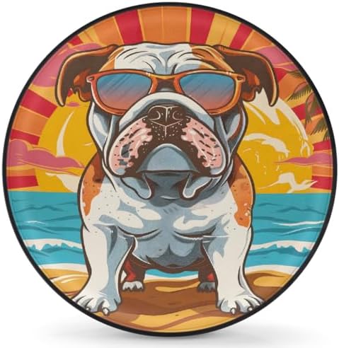 Spare Tire Cover for RV Trailer, Beach Ocean Dogs Puppy Waterproof Sun Leather by cfpolar