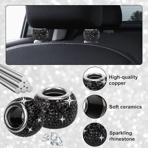 BFXM 4 Pcs Car Headrest Collars, Bling Head Rest Collars Rings Decoration - Image 4