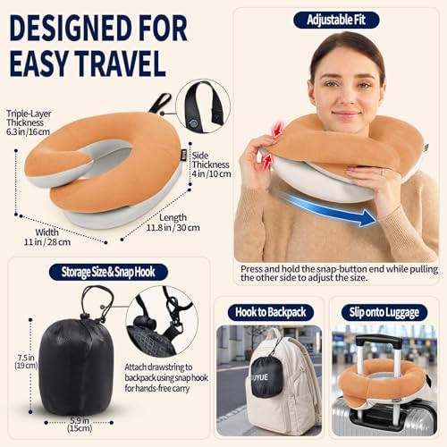BUYUE Travel Neck Pillows for Airplanes, Memory Foam 360° Head Support Sleep - Image 5