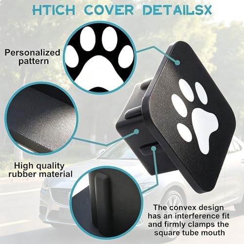 Hitch Cover Fits for 2 Inch Hitch White Paw Print Towing Hitch Plug for Men and - Image 3