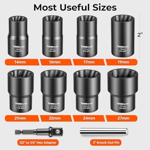 10-Piece Lug Nut Removal Tool, 1/2" Drive Wheel Lock Removal Kit - Image 2