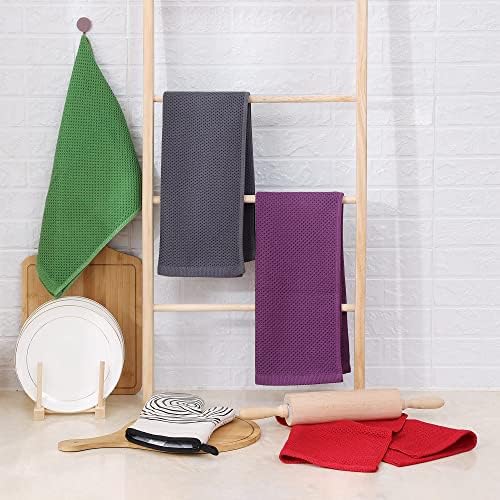 Homaxy 100% Cotton Waffle Weave Kitchen Dish Towels 6-Pack, Grass Green - Image 6