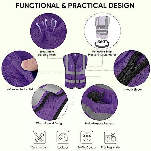 TICONN High Visibility Reflective Safety Vest - Image 2