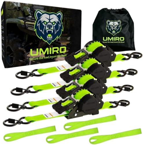 Retractable Ratchet Straps 1 Inch x 12 Feet Heavy Duty Tie Downs, 1760lb Break by Umiro