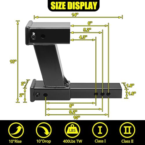 KAIRAY Double Hitch Receiver, 2 inch Trailer Dual Hitch Extension Riser - Image 2