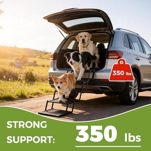 Dog Ramps for Cars, Portable Folding Dog Stairs for Cars, Reinforced Pet Steps - Image 3