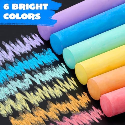 JOYIN 12 PCS Washable Sidewalk Chalks Set Non-Toxic Jumbo Chalk - Image 4