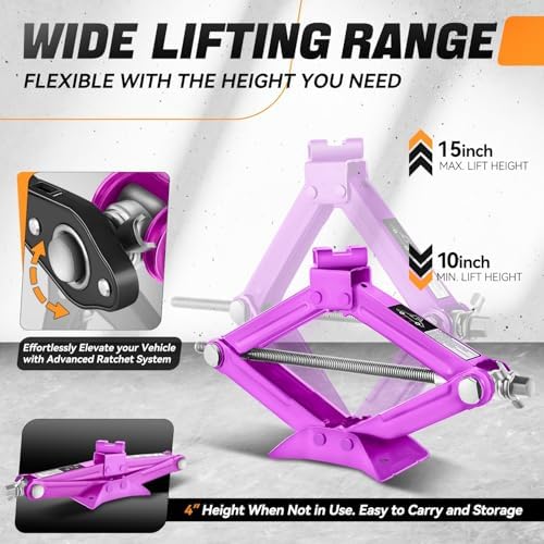 Auto Dynasty Scissor Jack, 1.5 Ton Portable Car Lift Jack, Quick Lift Car Tire - Image 3