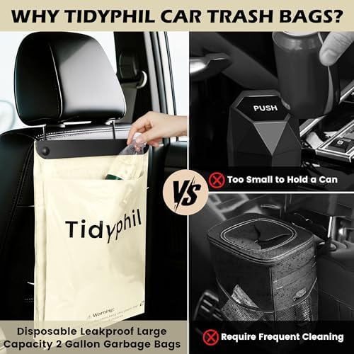50 Bags Hanging Car Trash Bags Disposable, 2 Gallon Car Garbage Bags. Beige - Image 3