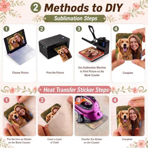 Tioncy 200 Pcs 4 Inch Square Sublimation Coaster Blanks Kit - Image 6