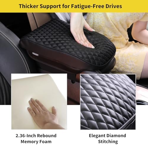 WEIHAO Car Arm Rest Cover Pad, Thick Padding 12.4x7.28x2.2 inch Car Armrest - Image 2