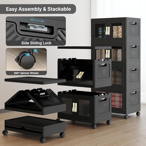 Stackable Storage Bins with Doors & Lids & Wheels - Image 4