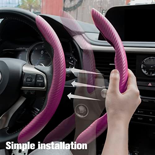 Amiss 2pcs Carbon Fiber Anti-Skid Steering Wheel Cover, Waterproof & Segmented - Image 4