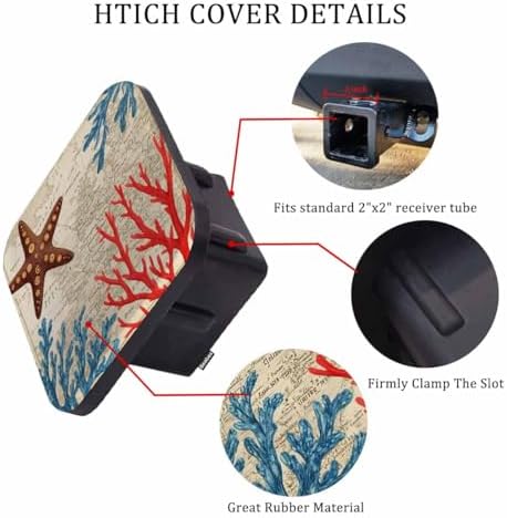World Map Tow Trailer Hitch Cover Plug Insert, Tropical Reef Sealife Coral - Image 3