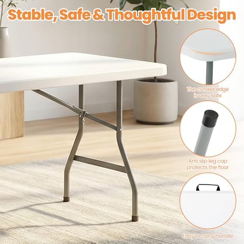 Portable 7-Piece 8 Feet Folding Table and Chairs Set - Image 4