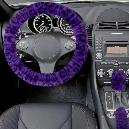 Accmor Fuzzy Car Steering Wheel Cover, Universal Fit Fur Car Wheel Cover & - Image 3