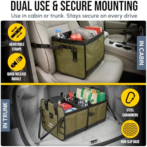 5-Section Extra Large Heavy Duty Trunk Organizer, Military Green - Image 5