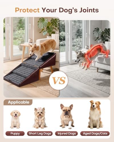 2 in 1 Foldable Ottoman Dog Ramp Faux Leather Dog Stairs - Image 5