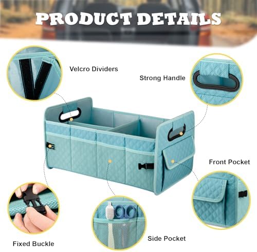 Car Trunk Organizer for SUV, Collapsible Car Storage Organizer Lake Blue - Image 3