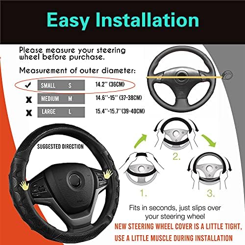 PINCTROT Small Size 14In Round Steering Wheel Cover Great Grip - Image 6