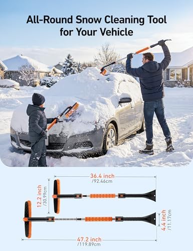 AstroAI 46" Extendable 2-in-1 Snow Brush & Ice Scrapers - Image 2