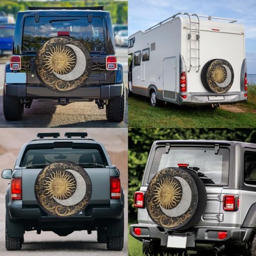 Spare Tire Cover for RV Trailer, Boho Sun Moon Waterproof Sun Leather Wheel - Image 6